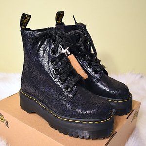 Dr. Martens | Molly Iridescent Crackle Black Boots